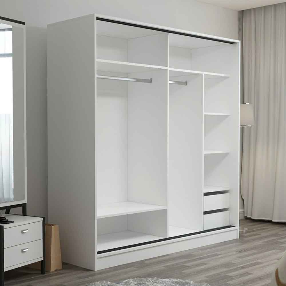 Kale Wooden Sliding Wardrobe with 2 Doors in Black and Oak