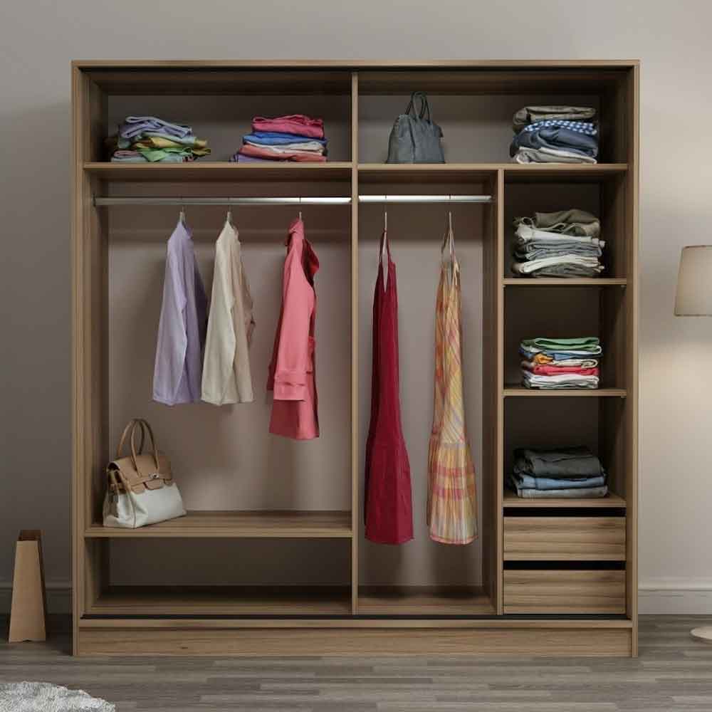 Kale Wooden Sliding Wardrobe with 2 Doors in Oak White and Anthracite
