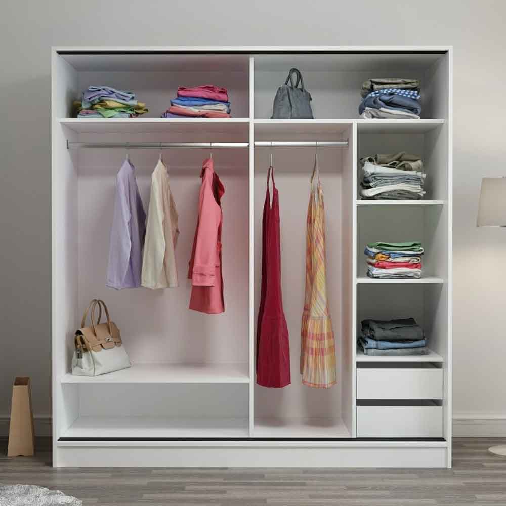 Kale Wooden Sliding Wardrobe with 2 Doors in White and Anthracite