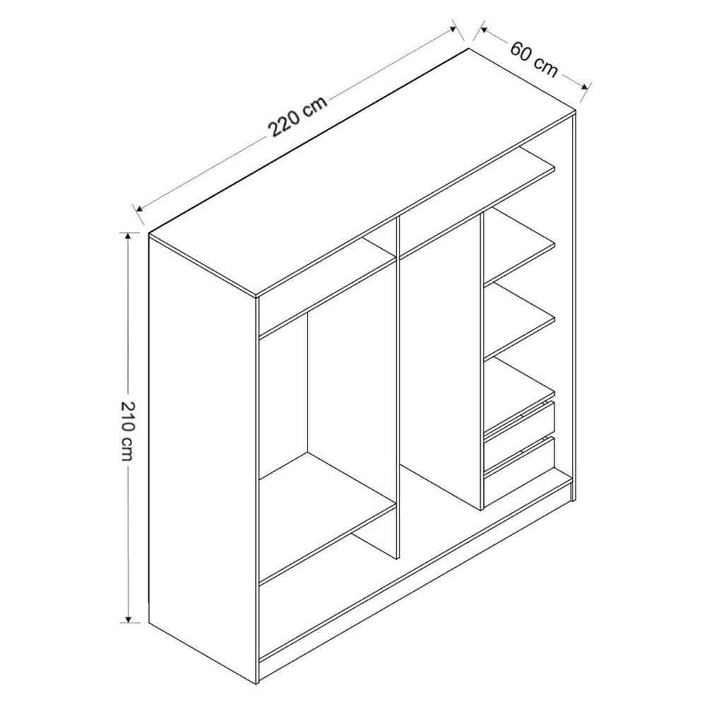 Kale Wooden Sliding Wardrobe with 2 Doors in White and Anthracite