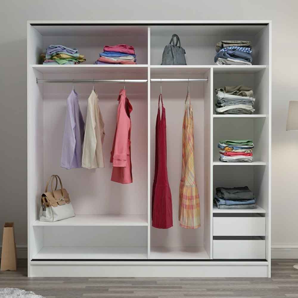 Kale Wooden Sliding Wardrobe with 2 Doors in White and Oak