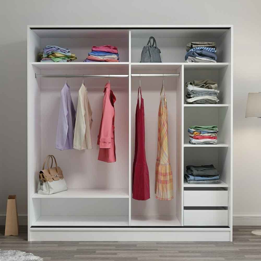 Kale Wooden Sliding Wardrobe with 2 Doors in White