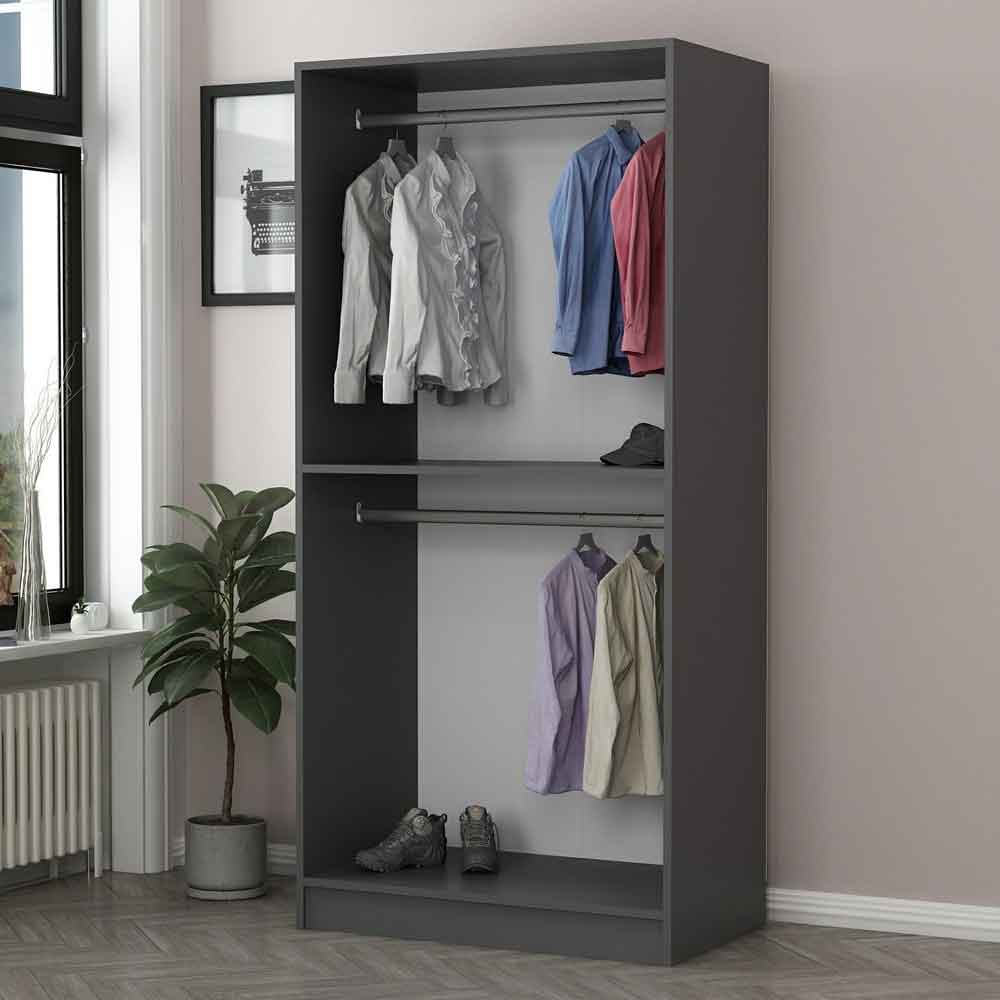Kale Wooden Wardrobe with 2 Doors in Anthracite