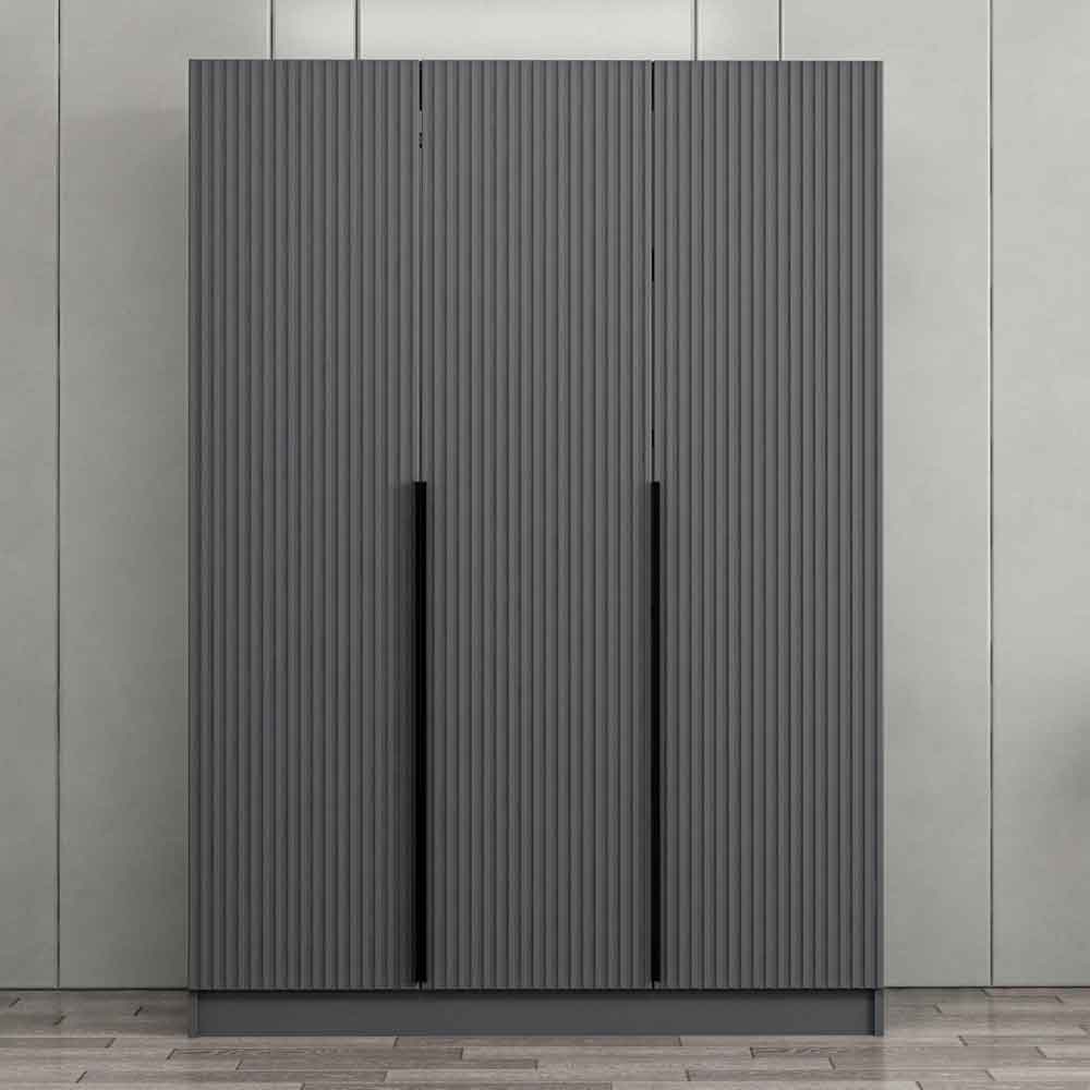 Kale Wooden Wardrobe with 3 Doors in Anthracite