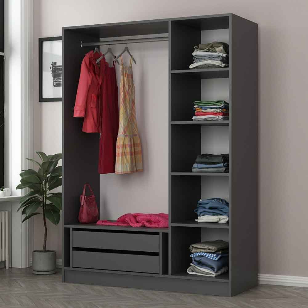 Kale Wooden Wardrobe with 3 Doors in Anthracite