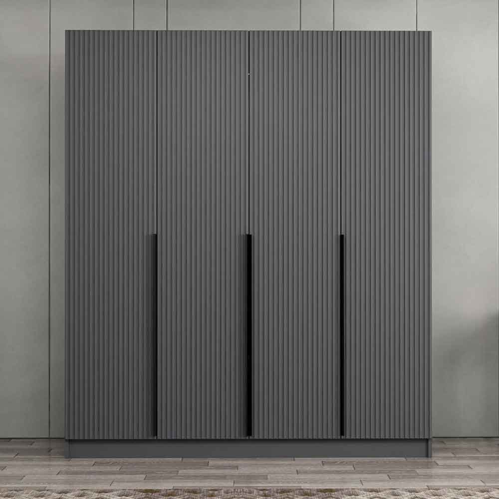 Kale Wooden Wardrobe with 4 Doors in Anthracite