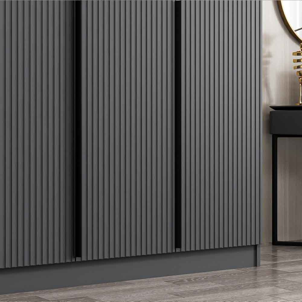 Kale Wooden Wardrobe with 4 Doors in Anthracite