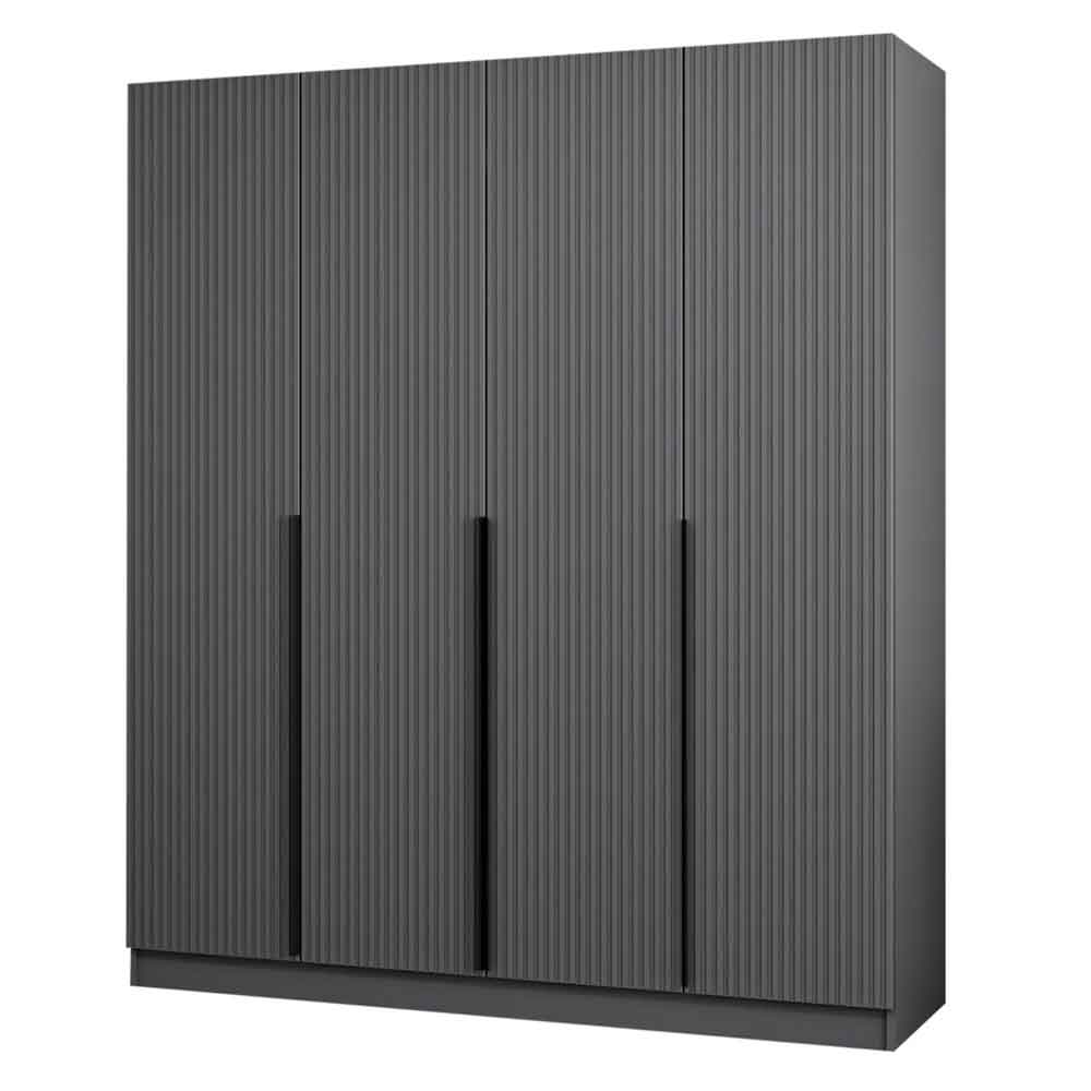 Kale Wooden Wardrobe with 4 Doors in Anthracite