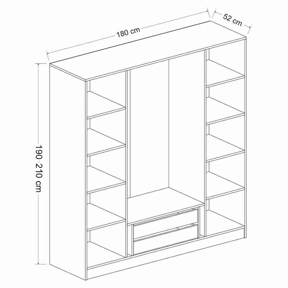Kale Wooden Wardrobe with 4 Doors in Anthracite