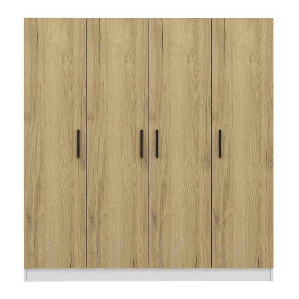 Kale Wooden Wardrobe with 4 Doors in White and Walnut