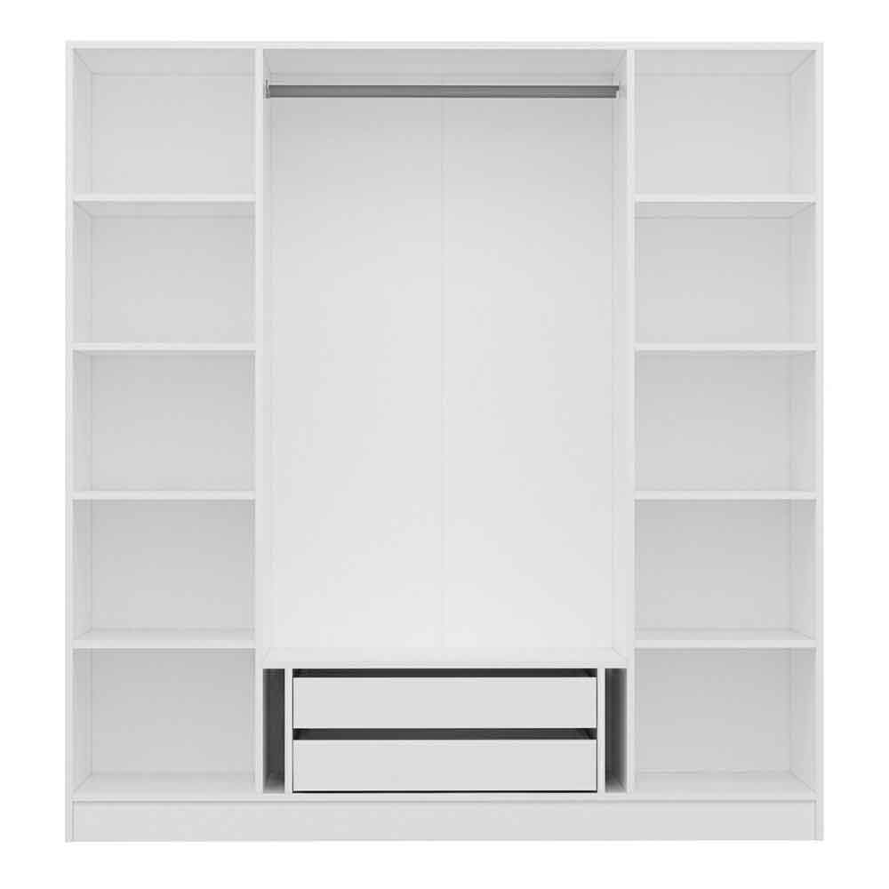 Kale Wooden Wardrobe with 4 Doors in White and Walnut