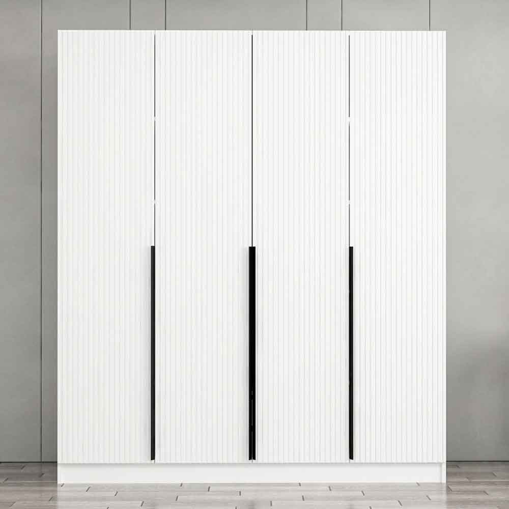 Kale Wooden Wardrobe with 4 Doors in White