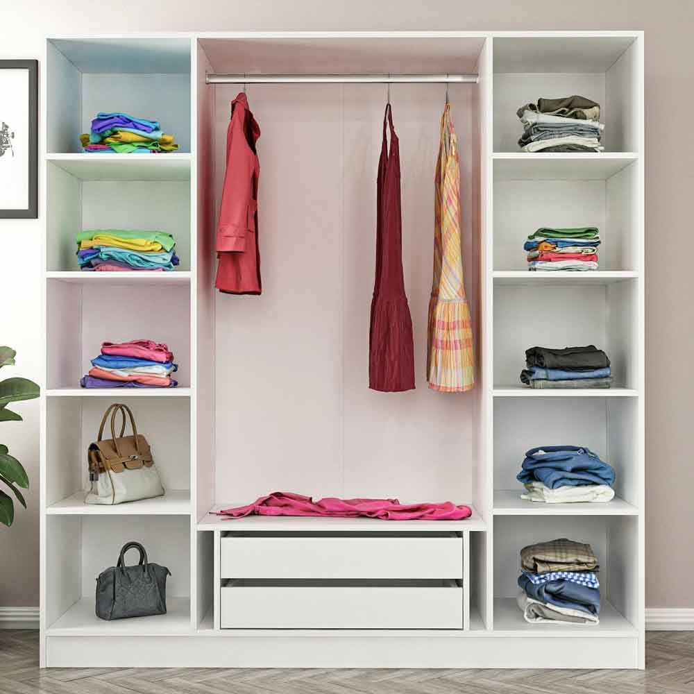 Kale Wooden Wardrobe with 4 Doors in White