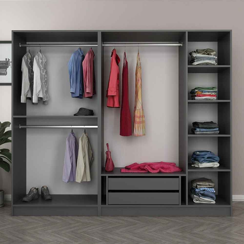 Kale Wooden Wardrobe with 5 Doors in Anthracite
