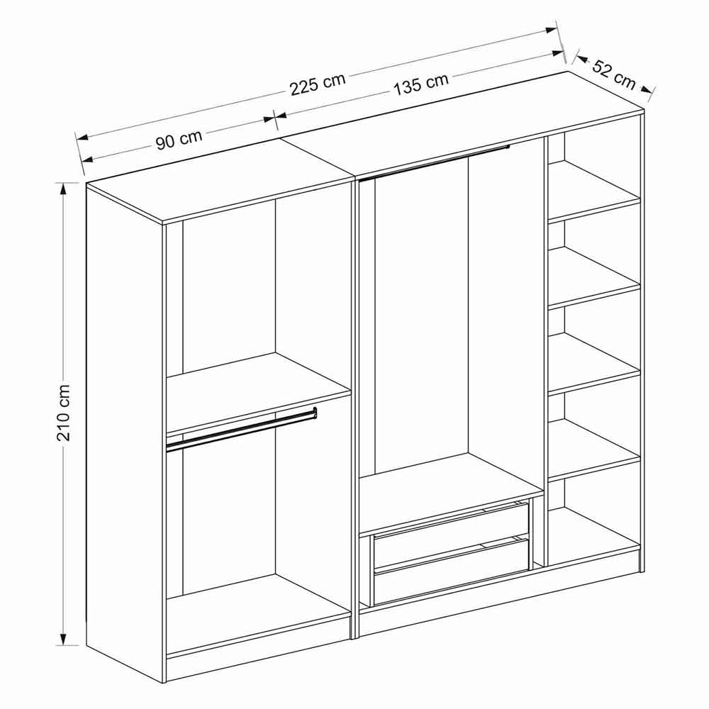 Kale Wooden Wardrobe with 5 Doors in Anthracite