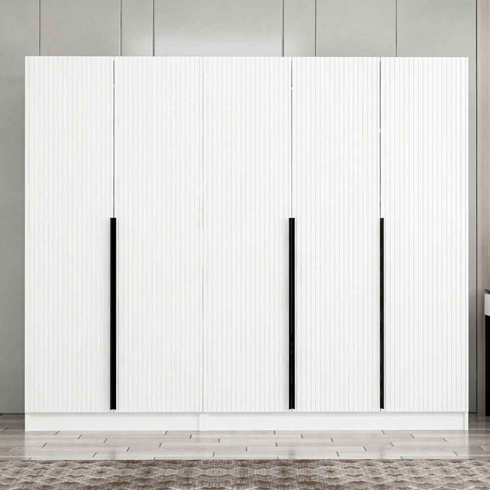 Kale Wooden Wardrobe with 5 Doors in White