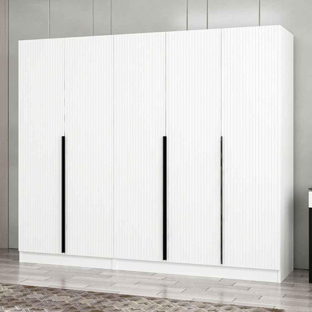 Kale Wooden Wardrobe with 5 Doors in White