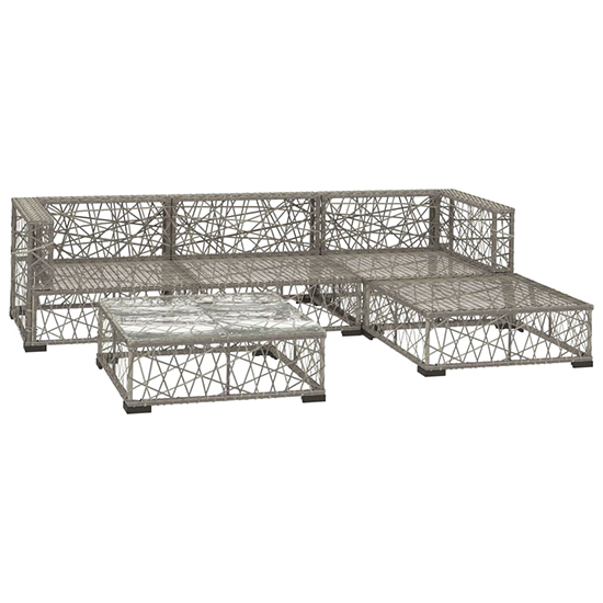 Kaley Rattan 5 Piece Garden Lounge Set With Cushions In Grey