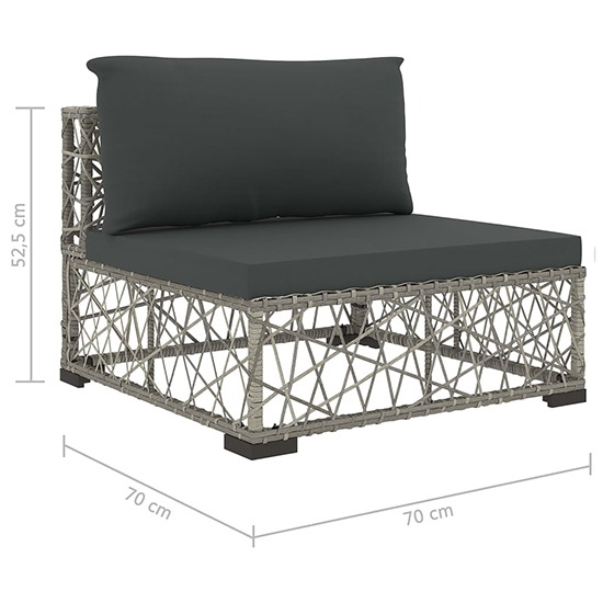 Kaley Rattan 5 Piece Garden Lounge Set With Cushions In Grey