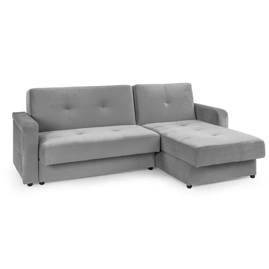 Photo of Kalil plush velvet universal corner sofa bed in grey