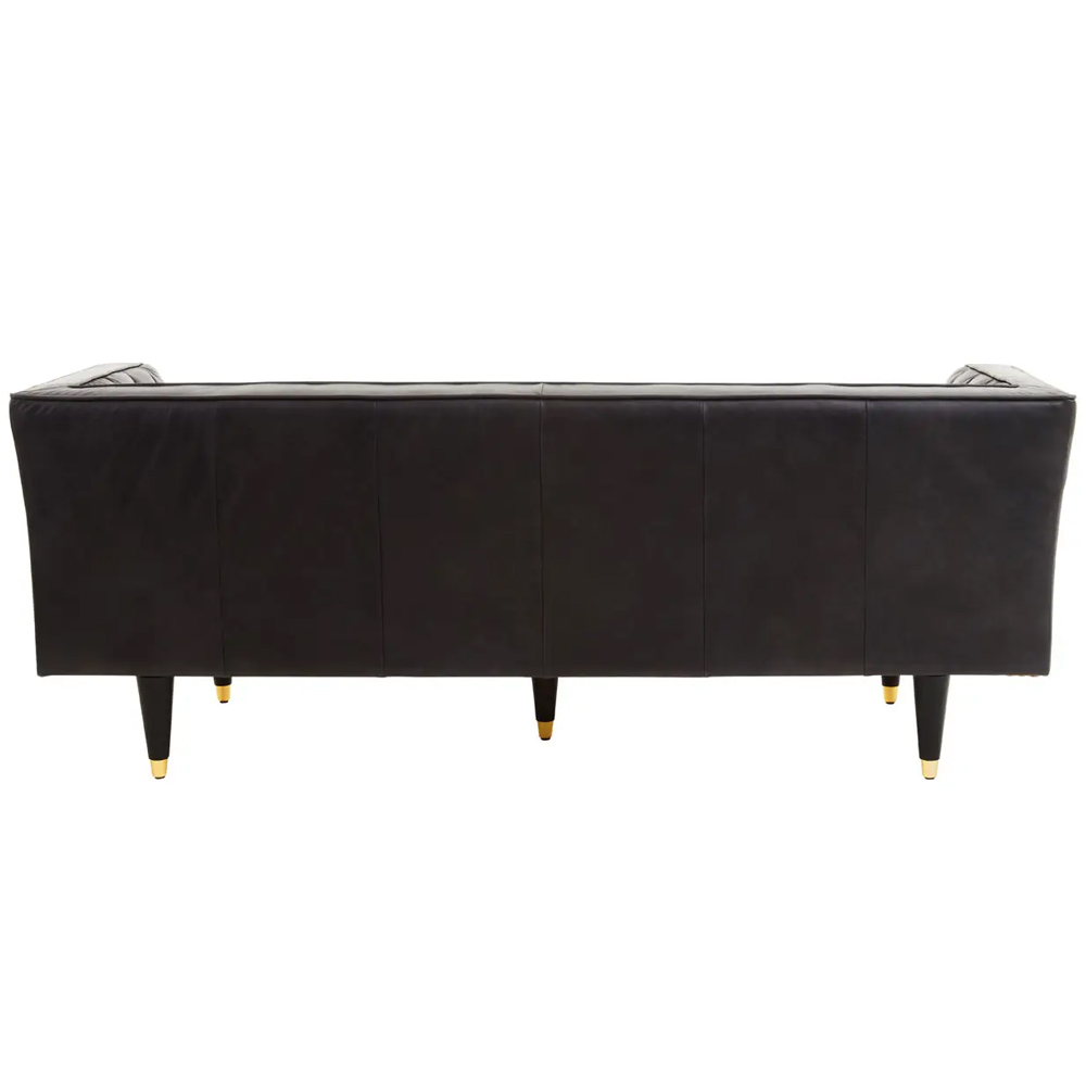 Kalispell Leather 3 Seater Sofa In Black