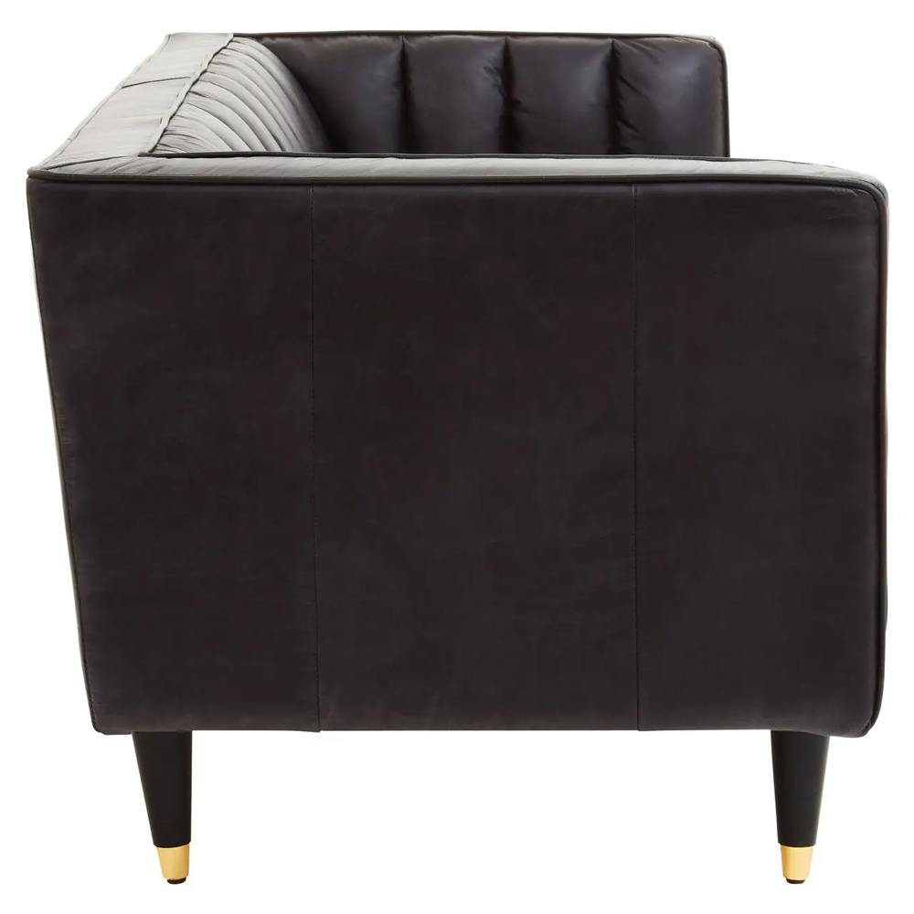 Kalispell Leather 3 Seater Sofa In Black