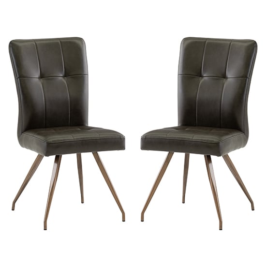 Read more about Kalista dark brown faux leather dining chairs in pair