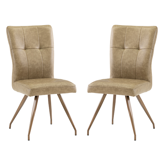 Read more about Kalista taupe faux leather dining chairs in pair
