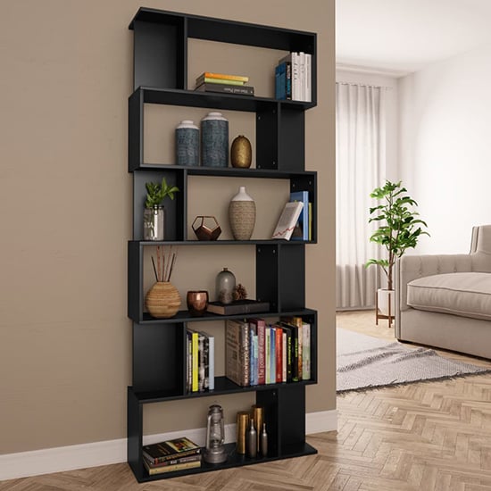 Kalle Wooden Bookcase And Room Divider In Black_1