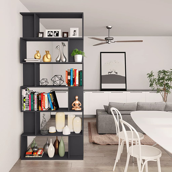 Kalle Wooden Bookcase And Room Divider In Grey_2