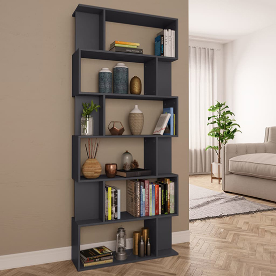 Kalle Wooden Bookcase And Room Divider In Grey