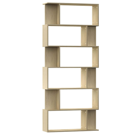 Kalle Wooden Bookcase And Room Divider In Sonoma Oak