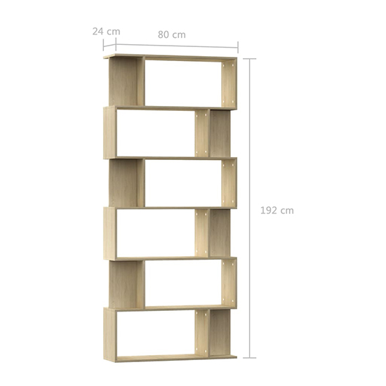 Kalle Wooden Bookcase And Room Divider In Sonoma Oak