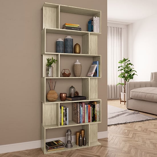 Photo of Kalle wooden bookcase and room divider in sonoma oak