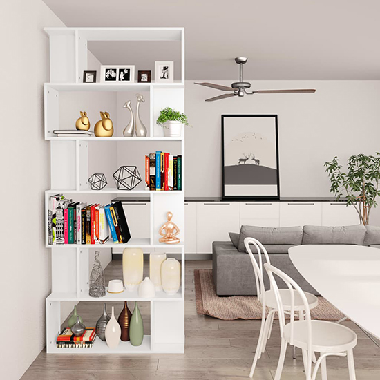 Kalle Wooden Bookcase And Room Divider In White