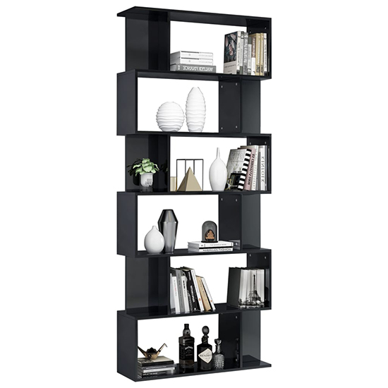 Kalle High Gloss Bookcase And Room Divider In Black_3