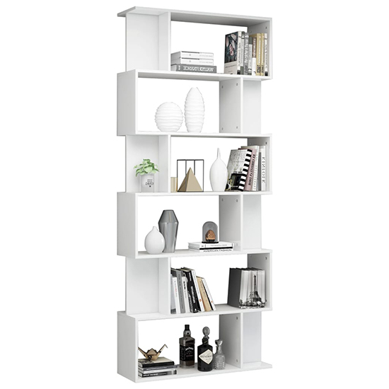 Kalle High Gloss Bookcase And Room Divider In White_3