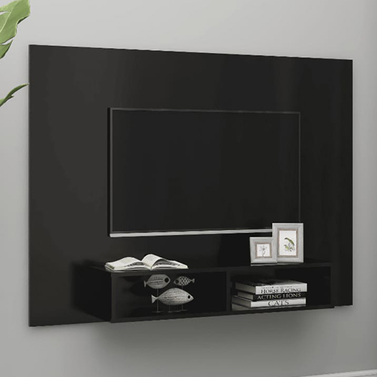 Kalona Wooden Wall Hung Entertainment Unit In Black Furniture in Fashion
