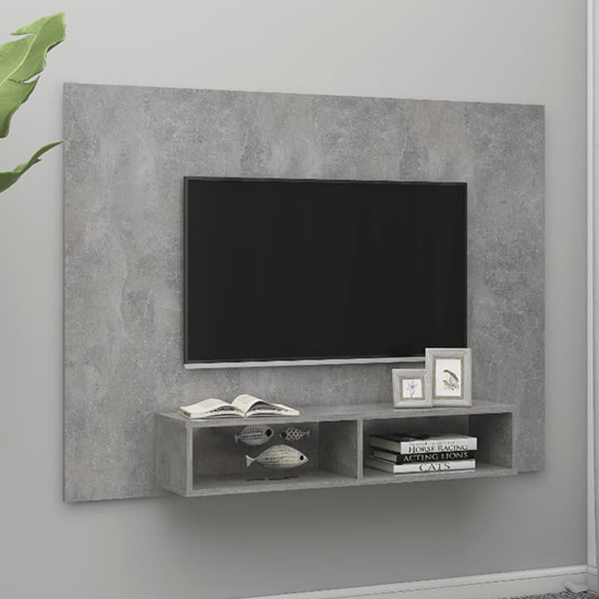 Kalona Wooden Wall Hung Entertainment Unit In Concrete Effect_2