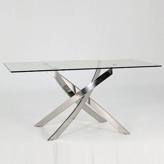 Read more about Kamal clear glass dining table with stainless steel base