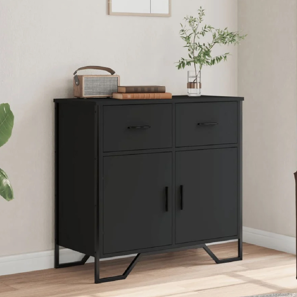 Read more about Kamas wooden sideboard with 2 doors 2 drawers in black