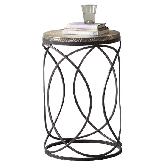 Kamba Round Metal Side Table In Gold And Black_2