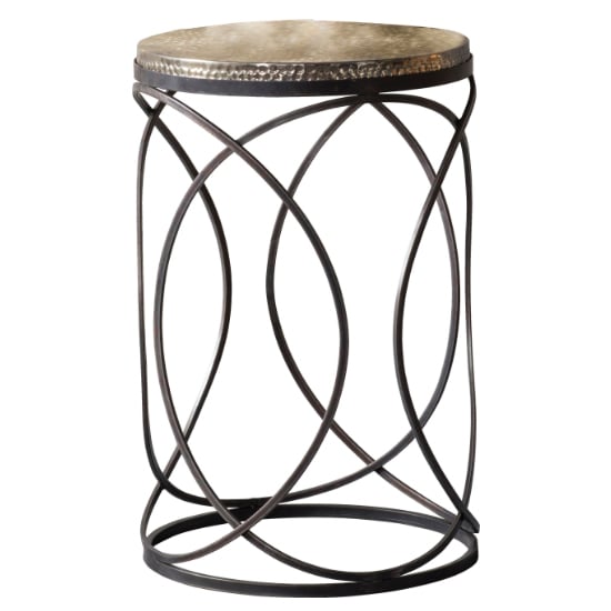 Kamba Round Metal Side Table In Gold And Black_3