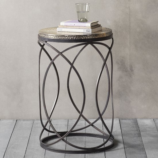 Kamba Round Metal Side Table In Gold And Black