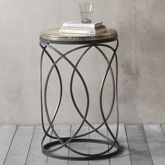 Kamba Round Metal Side Table In Gold And Black Furniture in Fashion