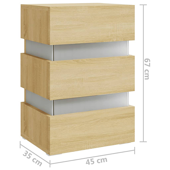 Kame Wooden Bedside Cabinet In Sonoma Oak With LED Lights