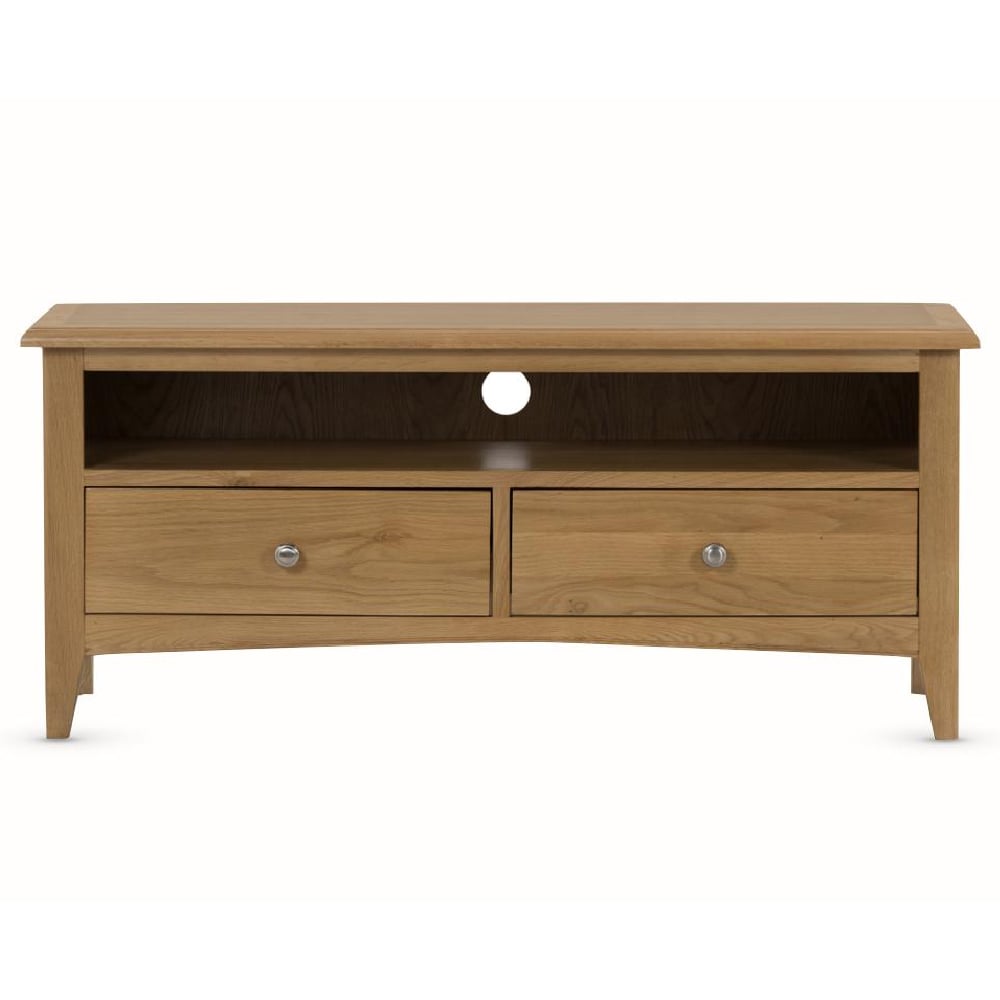 Kamiah Large Wooden TV Stand With 2 Drawers In Oak