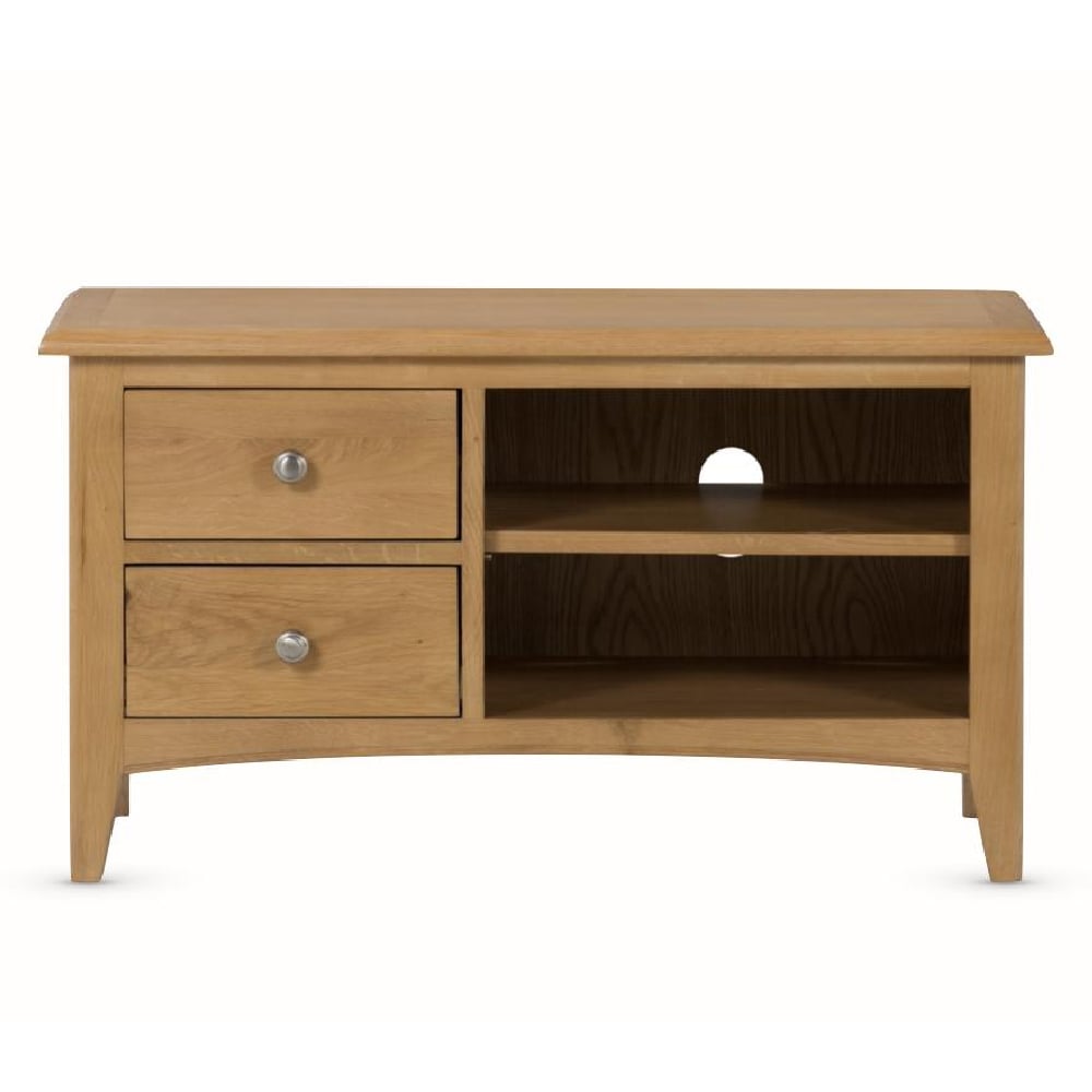 Kamiah Small Wooden TV Stand With 2 Drawers In Oak