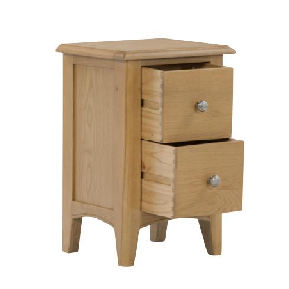 Kamiah Wooden Bedside Cabinet With 2 Drawers In Oak