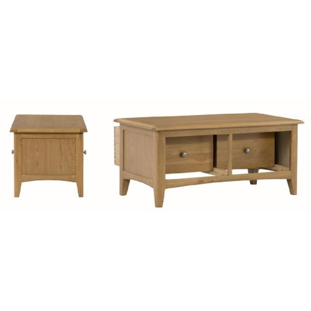 Kamiah Wooden Coffee Table With 2 Drawers In Oak